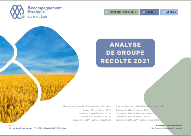 Couverture de l'analyse de groupe recolte 2021